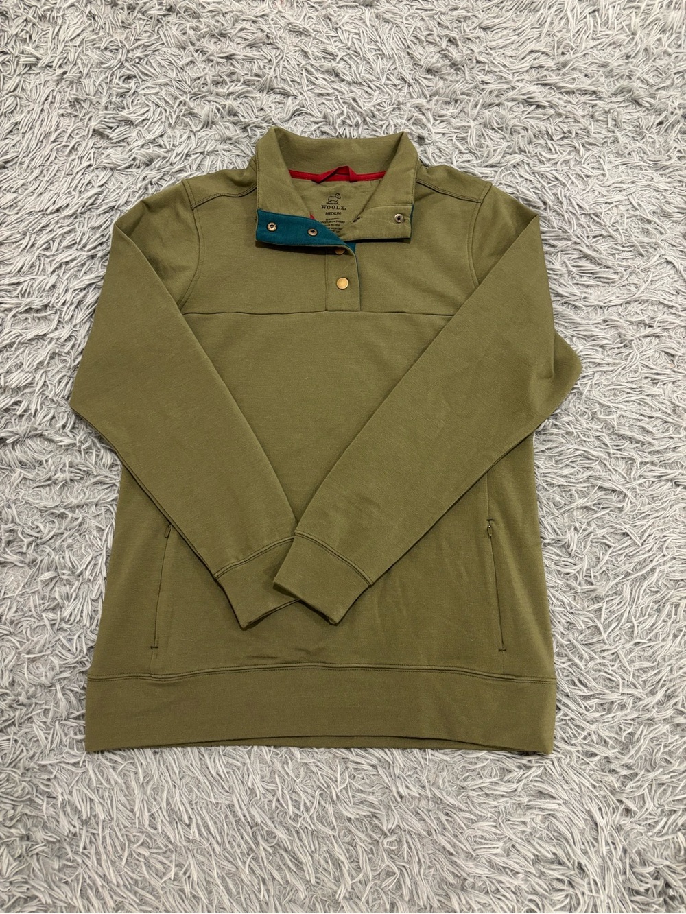 Woolx Men’s Paxton Merino Flex 4 Button Jacket Medium Sweater Gorpcore Outdoors